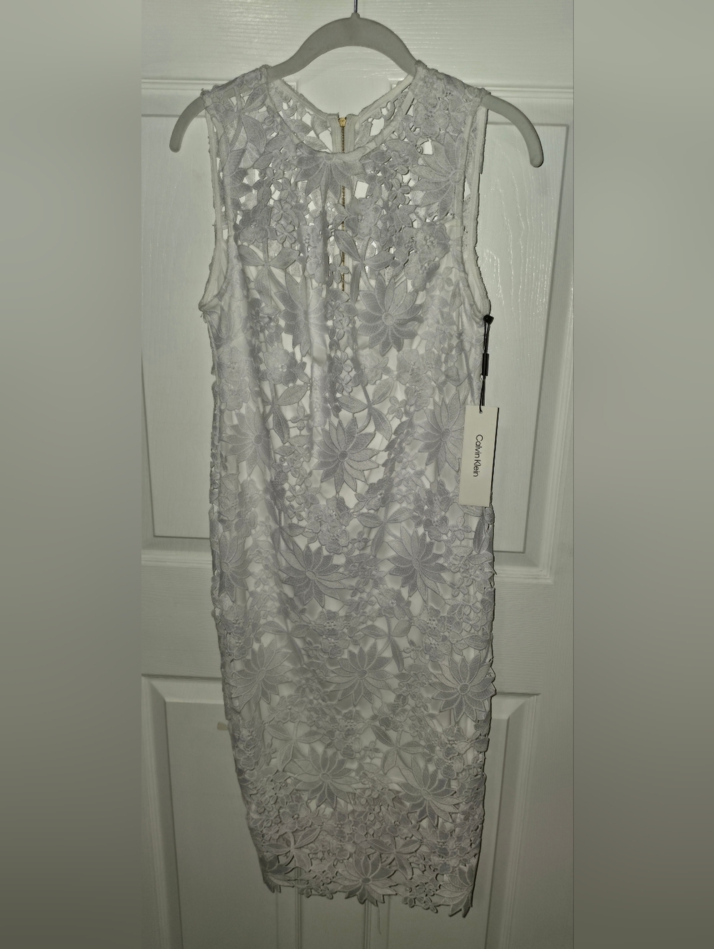 Calvin Klein White Floral Lace Sheath Dress